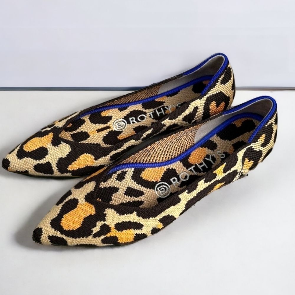 ROTHYS BIG CAT LEOPARD CHEETAH POINTED TOE FLATS